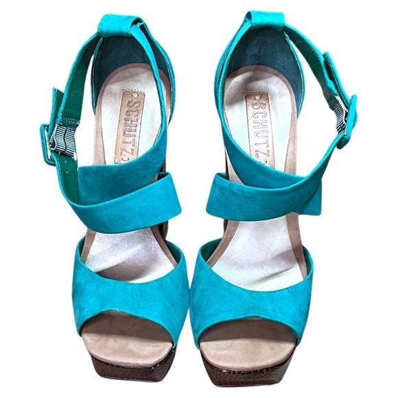 SCHUTZ All Around Genuine Leather 4” Heel Strappy Sandals Platform Sole US Sz 6 - Picture 3 of 10